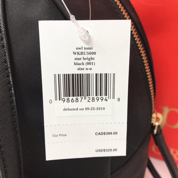 Kate spade owl Tomi Star bright black backpack - Picture 2 of 5